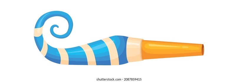 Strip Party Blower. Noise Maker For Children Megaphone Sound, Cartoon Illustration Isolated On White Background