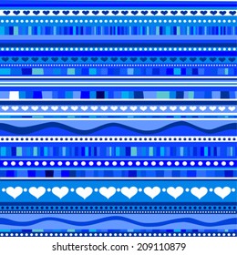 Strip pattern. Blue seamless abstract pattern. Vector illustration
