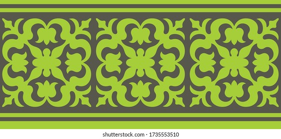 Strip of plant patterns. Ethno style. Kazakh ornaments. Horizontal patterned design. Traditional patterns of Kazakhs. Ancient Turkic ornaments. Traditions of Kazakhstan. Decorative art of nomads.