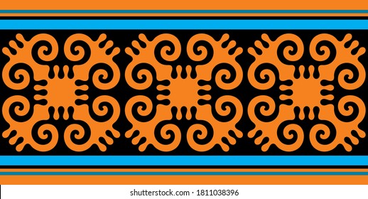 Strip of plant patterns. Ethno style. Kazakh ornaments. Horizontal patterned design. Traditional patterns of Kazakhs. Ancient Turkic ornaments. Traditions of Kazakhstan. Decorative art of nomads.