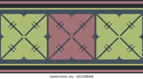 Strip of plant patterns. Ethno style. Kazakh ornaments. Horizontal patterned design. Traditional patterns of Kazakhs. Ancient Turkic ornaments. Traditions of Kazakhstan. Decorative art of nomads.