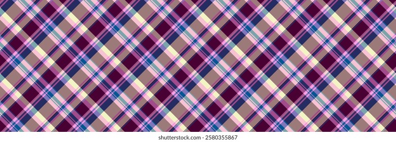 Strip seamless textile texture, windowpane check fabric tartan. Sparse vector background pattern plaid in pink and pastel colors palette.