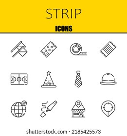 conjunto de iconos de línea vectorial de banda. banderas, toalla de playa y cinta Icons. Diseño delgado de línea. Elementos gráficos de contorno modernos, símbolos de trazo simple ilustración de fondo