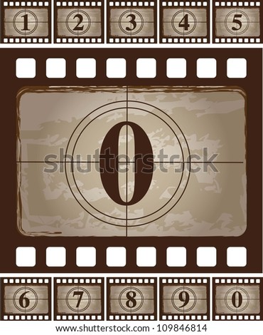 Strip  of vintage film  with a zero vector illustration