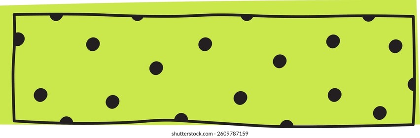 A strip of washi tape with scattered dots in a playful doodle style. The tape features a pattern of circular spots in a hand-drawn manner. Cartoon vector illustration.