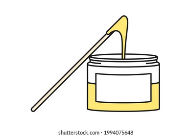 Strip waxing glass jar or tub of honey wax for hair removal in vector icon