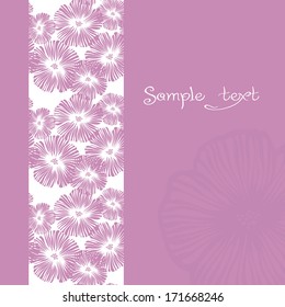 strip of white flowers on lilac background. graphic design for flayers, invitations and more