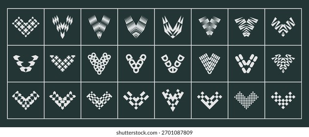 Stripe abstract checklist shape letter V logo set