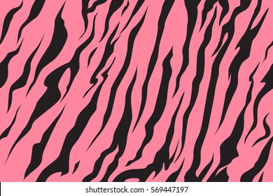 Stripe Animals Jungle Tiger Fur Texture Pattern Seamless Repeating Black Pink Band