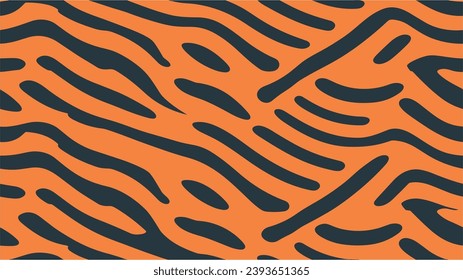 Stripe animals jungle tiger pattern. Seamless Border with Tiger Print. Seamless tiger skin pattern. Orange zebra skin vector print. Seamless tiger stripe print for clothing or print.
