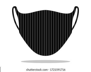 Stripe Anti-Dust Face Mask Fabric Design With Black-Gray Vector