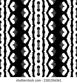 Stripe Art Pattern. Seamless Wavy Batik. Simple Tribal Batik. Ethnic Black Colour. Art Scribble Pattern. Black Color Doodle Pattern. Native Ink Doodle Vector. Abstract Dark Vector. Dark Art Pattern