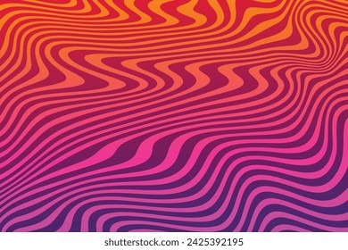 Stripe Art Wavy Lines Background. Red Pink Gradient Line Pattern Background Vector Illustration.