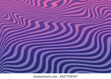 Stripe Art Wavy Lines Background. Purple Pink Gradient Line Pattern Background Vector Illustration.