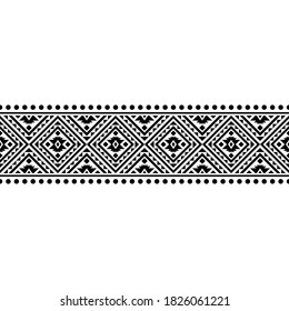 Stripe aztec ethnic pattern texture background template in black white color 