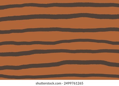 Stripe background. Backdrop with wavy brown strokes. Hand drawn structure strokes. Autumn tones design. Ideal for textiles, banners, and wallpaper. 