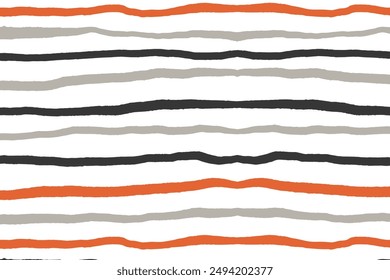 Stripe background. Seamless pattern with wavy strokes. Hand drawn structure strokes. Autumn tones design. Ideal for textiles, banners, and wallpaper. 