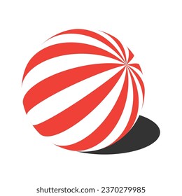 Stripe balls. 3d ball. spheres and balls on a white background with a shadow. Vector illustration. Sphere or ball, shapes