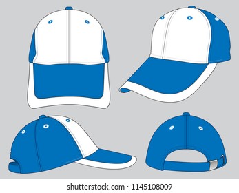 Stripe Baseball Cap Design Vector
: White / Blue