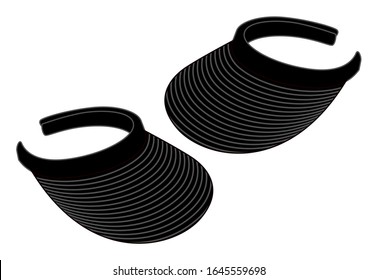 Stripe Black-Gray Sun Visor Cap Design On White Background