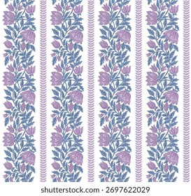 Stripe Block Print,Floral stripe pattern ,boho flower repeat, Vintage flower design, Stripe flower