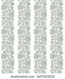 Impressão em bloco Stripe, Padrão de faixa floral, repetição de flor boho, Projeto de flor vintage, Flor Stripe