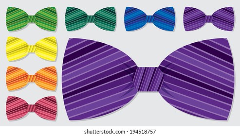 Stripe bow tie set in vector format.