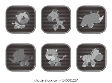 stripe button animal set