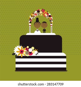 stripe cake with flowers
