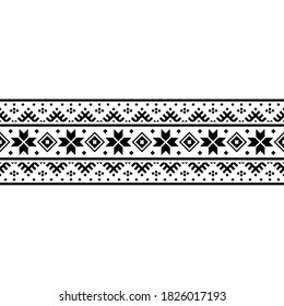 Stripe christmas ethnic traditional motif pattern in black white color. Design for template of greeting card, invitation, banner, background or etc