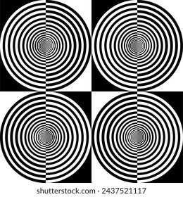 Stripe Circle Shape in Contrast Color, Black White, can use for Wallpaper, Cover, Greeting Card, Decoration Ornate, Ornament, Background, Wrapping, Fabric, Textile, Fashion, Tile, Carpet Pattern, etc