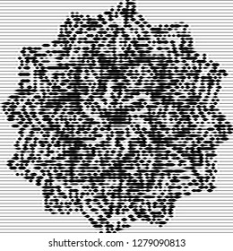 Stripe circle technology background. Abstract rough dotted grunge pattern. Radial graphic element. Vector illustration.