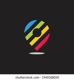 stripe colorful geometric pin location symbol vector