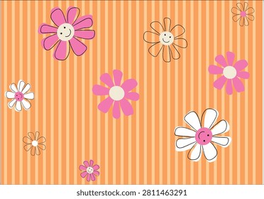 stripe with daisy flower design