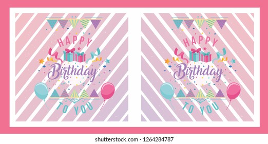 stripe design of happy birthday card