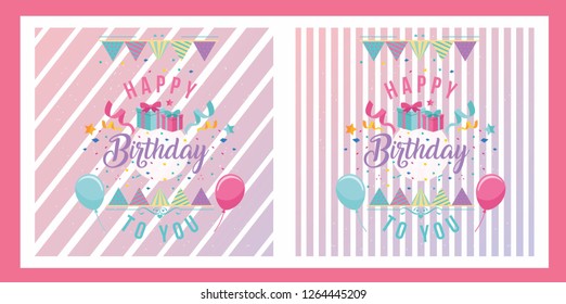 stripe design for happy birthday's invitation card