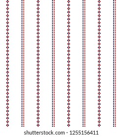 Stripe and dots pattern with blue,red and white vertical parallel stripe.Vector abstract background.