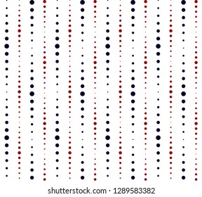 Stripe and Dots pattern with navy blue, red and white vertical parallel stripe.Vector abstract background.