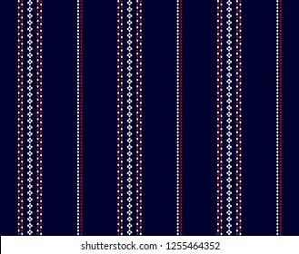 Stripe and dots pattern with navy blue,red and white colors vertical parallel stripe.Vector stripe abstract background.