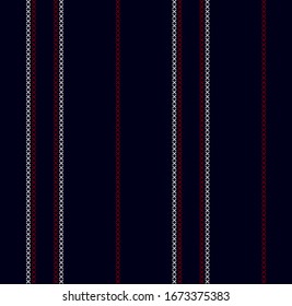 Stripe and dots pattern with navy blue,red and white colors vertical parallel stripe.Vector abstract background.