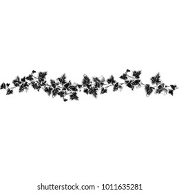 stripe of eel with leaves seamless with two sides, sketch vector graphics monochrome drawing