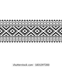 Tiras de diseño de fondo de textura de patrón azteca de etnia azteca vectorial en color blanco negro