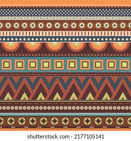 Stripe ethnic pattern. Vector abstract and striped vertical lines pattern. Seamlessly repeating geometric shapes. Indian American ethnic pattern.