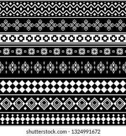 Stripe ethnic seamless pattern. Aztec, peruvian, mexican design Illustration vector in black and white color. eps 10