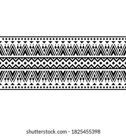 Tiras de textura de patrón sin costura de diseño azteca vector de color blanco negro