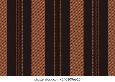 Stripe fabric background seamless, covering lines texture stripe. Layout pattern vertical vector textile in orange and black colors.
