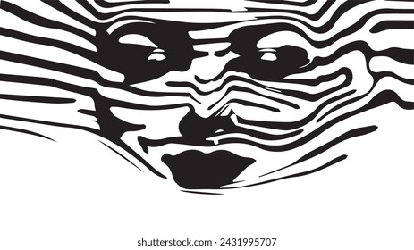 Stripe Face: A bold and edgy design that adds a touch of intrigue to your style. This unique pattern, featuring dynamic stripes, brings an element of cool to your look. Stand out with confidence – emb