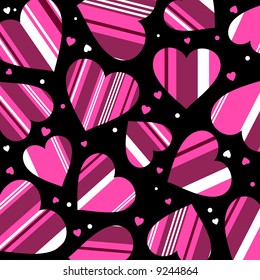 stripe filled holiday hearts - vector