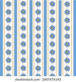 Stripe floral flower repeat pattern small stripe ditsy flower vector illustration.