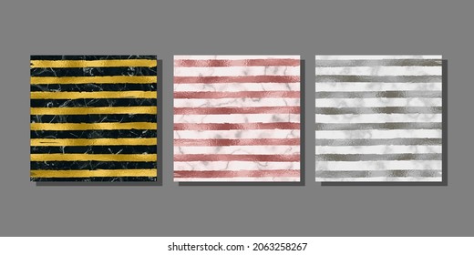 Stripe from foil and marble templates set